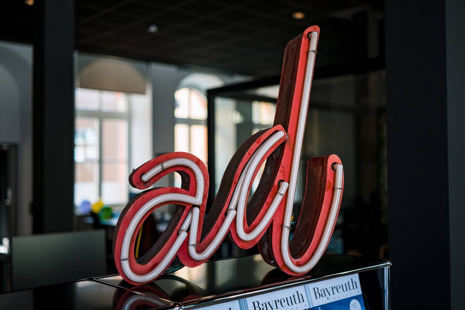 PPC services red and white love neon light signage